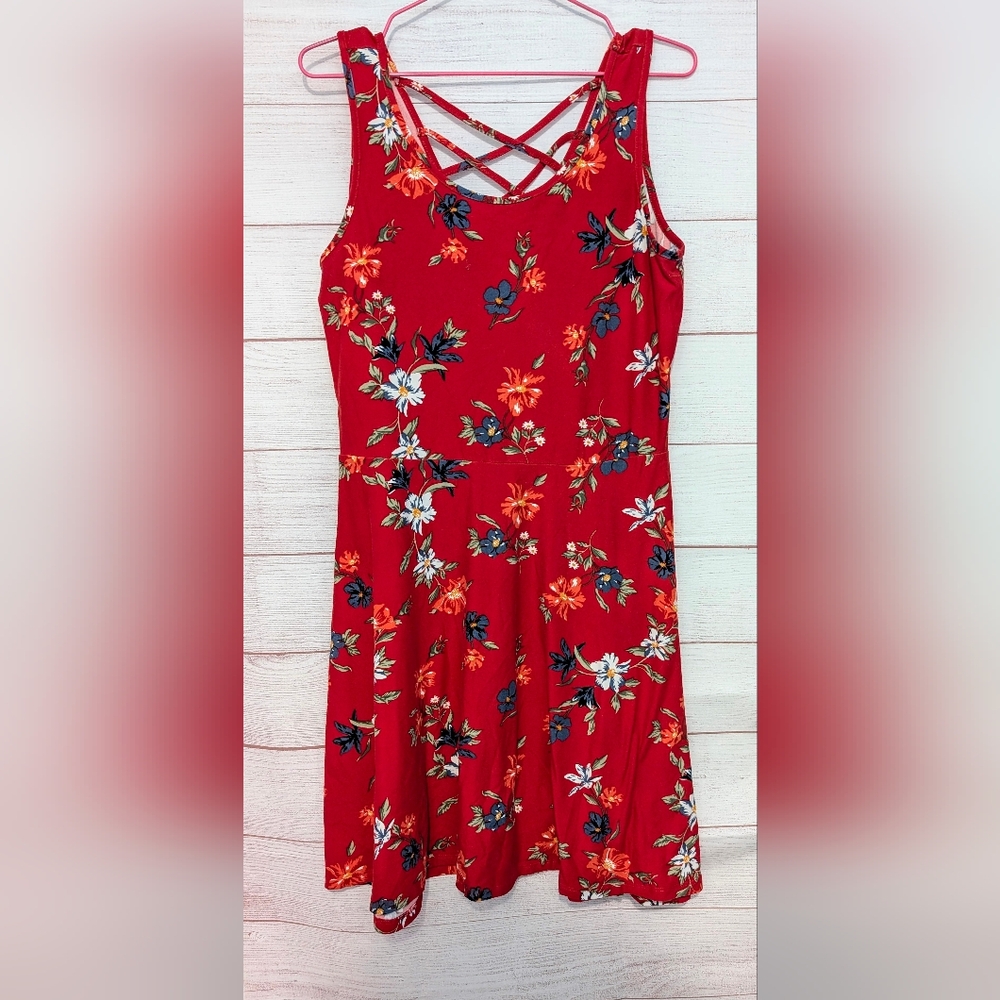 Not 2 Dye 4 Floral Red Sleeveless Dress 👗 Size Medium